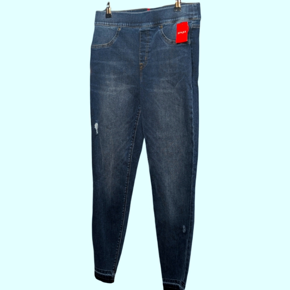 Spanx Distressed Denim Leggings Sz Med